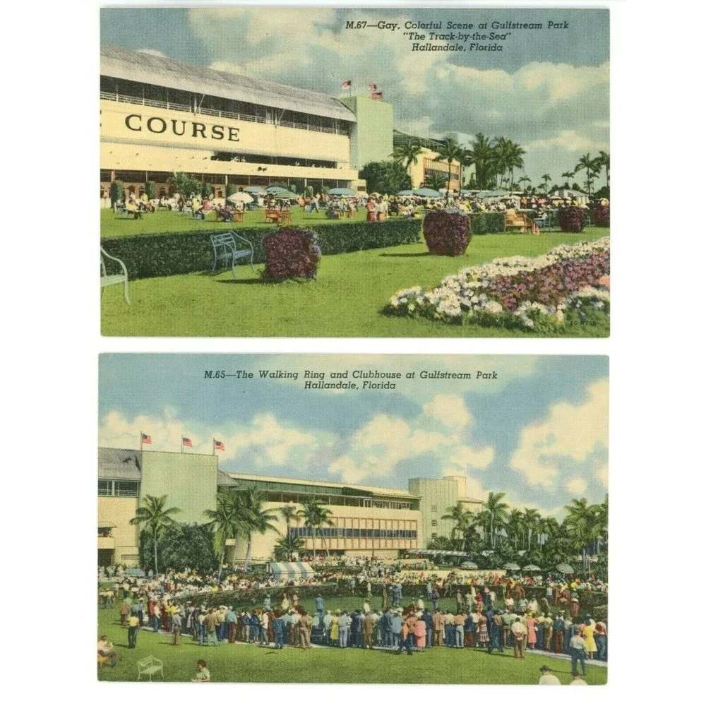 Vintage Postcards Lots of 2 Hallandale Florida Gulfstream Park Golf Club Golfing